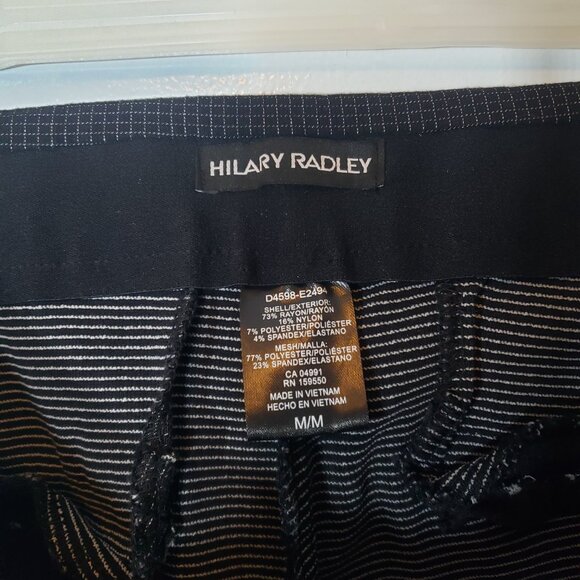 Hilary Radley Womens Size M Mid Rise Straight Leg Black Grid Pull on Pants - Picture 4 of 4